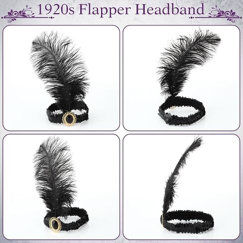 Jexine 30 PCS 1920S Flapper Beadbled Bulk Women Women Equins requins Ornestons النعامة لزخارف الكرنفال in Saudi Arabia