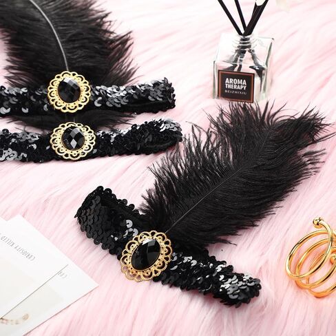 Jexine 30 PCS 1920S Flapper Beadbled Bulk Women Women Equins requins Ornestons النعامة لزخارف الكرنفال in Saudi Arabia