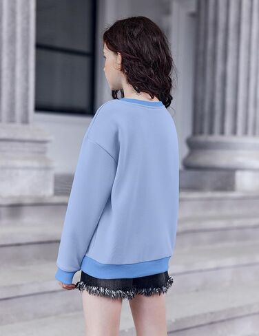 Arshiner Girls Crewneck Sweatshirt Tops Long Sleeve Pullover Tops إسقاط بلوزات كتف بلوك كتلة مضلعة لمدة 5-14 سنوات in Saudi Arabia