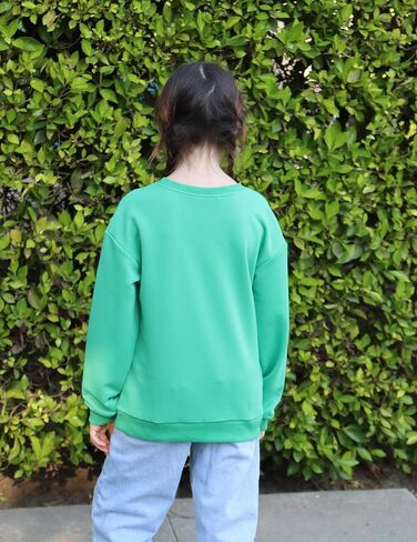 Arshiner Girls Crewneck Sweatshirt Long Sleeve Pullover Tops Drop Shoulder Sweatshirts Color Block Ribbed Trim for 5-14 Years in Kuwait