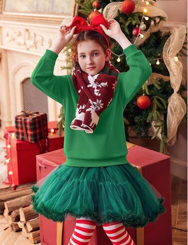 Arshiner Girls Crewneck Sweatshirt Long Sleeve Pullover Tops Drop Shoulder Sweatshirts Color Block Ribbed Trim for 5-14 Years in Kuwait