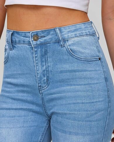 KDF Wide Leg Jeans for Woman Baggy Stretchy Loose Trendy Frayed Hem Denim Boyfriend Pants in Kuwait