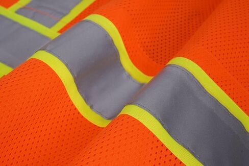 SV2800 ، ANSI/ISEA Class 2 ، Surfaceor Safety Stest ، عاكس W/الأصفر الربط ، 9 جيوب (iPad) ، Neon Orange in Saudi Arabia