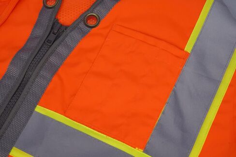 SV2800 ، ANSI/ISEA Class 2 ، Surfaceor Safety Stest ، عاكس W/الأصفر الربط ، 9 جيوب (iPad) ، Neon Orange in Saudi Arabia