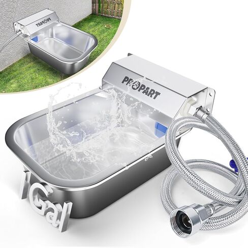 Extra Large Automatic Dog Water Dispenser for Dogs and Livestock, Automatic Water Dispenser Crafted from 316 Stainless Steel, Includes Auto Fill Mechanism, Fits 3/4" Garden Connection for Instant Use in Saudi Arabia