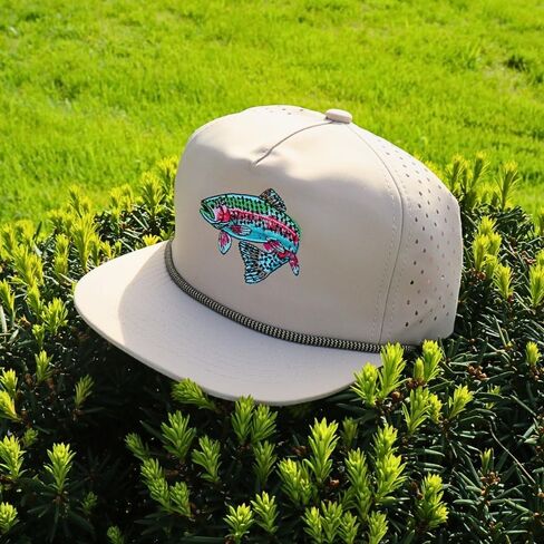 تراوت قبعة للرجال - قبعة صيد في Snapback Dri -Fit مع سمك السلمون المرقط المطرز - قبعة سائق الشاحنة في الهواء الطلق in Kuwait