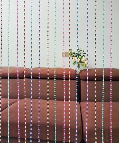 AVE Splited Startain Mostainways Star Acrylic Hanging Door Beads String Streains Tassel Room Divide Decord Decore for Doorwway Window Room Wedding 055HL (Colorfll) in Kuwait