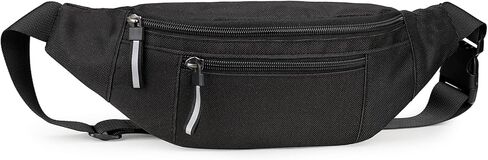 Entchin Crossbody Fanny Pack for Women Men,2-Zipper Pockets Small Belt bag,Lightweight Waist Back Pack (Black) in Kuwait