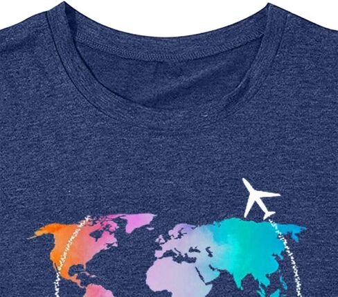 Airplane Mode Shirt Women Love Heart Graphic Tees Adventure Letter Print Short Sleeve Travel Shirts Casual Outdoor Tops in Kuwait