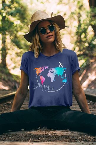 Airplane Mode Shirt Women Love Heart Graphic Tees Adventure Letter Print Short Sleeve Travel Shirts Casual Outdoor Tops in Kuwait