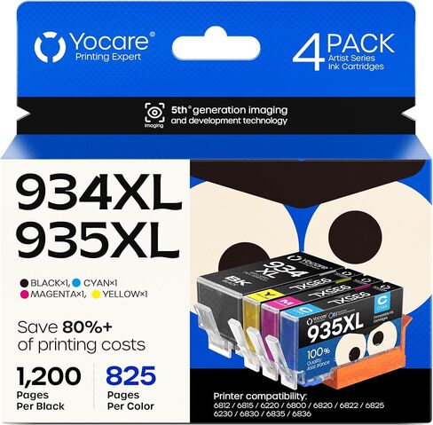 920XL 920 XL Ink Cartridges for HP920 for HP920XL |High Yield | Compatible with Officejet 6500A 6000 6500 7000 7500 7500A Printer (1 Black, 1 Cyan,1 Magenta,1 Yellow, 4-Pack) in Saudi Arabia