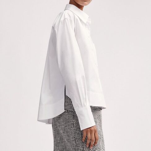 SUNNOW Women's Dressy Casual Button Up Shirt Oversize Dipped Hem Crop Top Long Sleeve Work Business Blouse in Saudi Arabia