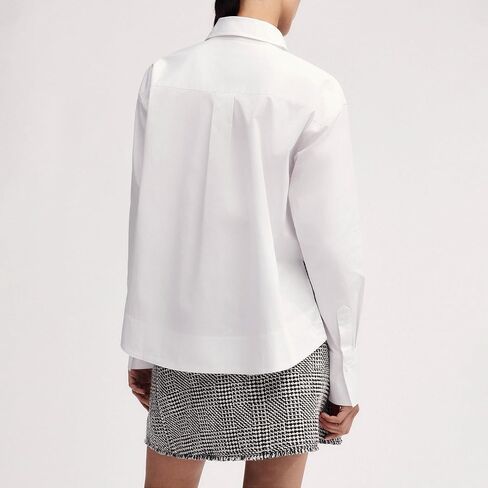 SUNNOW Women's Dressy Casual Button Up Shirt Oversize Dipped Hem Crop Top Long Sleeve Work Business Blouse in Saudi Arabia