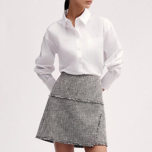 SUNNOW Women's Dressy Casual Button Up Shirt Oversize Dipped Hem Crop Top Long Sleeve Work Business Blouse in Saudi Arabia
