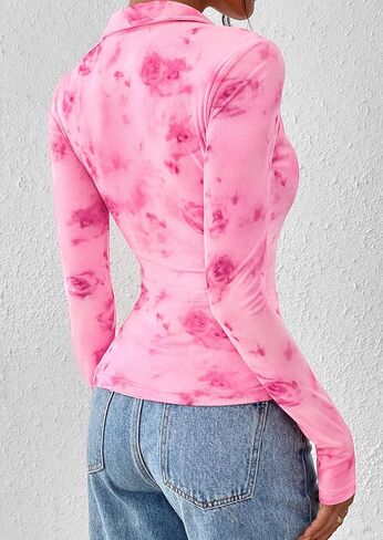 PrettyGarden Women Button Down Floral Dorts 2025 Fall Trendy Long Long Long V Neck Ruched Mesh Mesh Plouse Tops Tops Date Outfits in Saudi Arabia