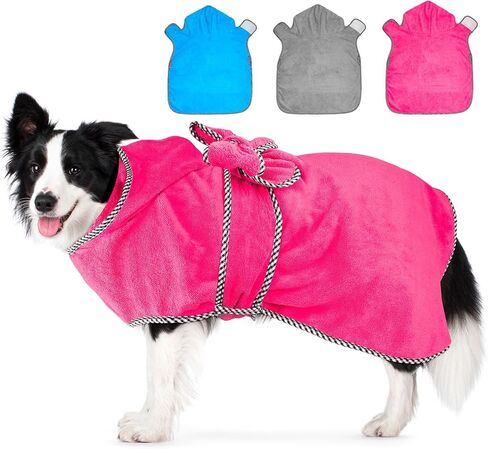 رداء حمام الكلاب ، منشفة الكلب الممتصة الفائقة مع غطاء محرك السيارة ، أردية الكلاب الدقيقة الناعمة لبعد الاستحمام ، بيجاما معطف الكلب للحيوانات الأليفة (وردة حمراء ، صغيرة) in Kuwait