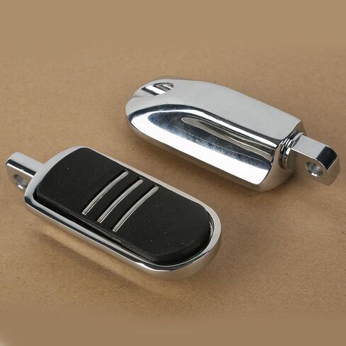 TCMT Chrome Rubber inlay Treamliner Foot Foot Recrest Footpeg Footpeg Pits Fits لعام 1986 وأحدث طرازات Harley Davidson Touring و Softail ، بالإضافة إلى معظم أوتاد الطرق السريعة التي تستخدم جبل الذكور. in Saudi Arabia