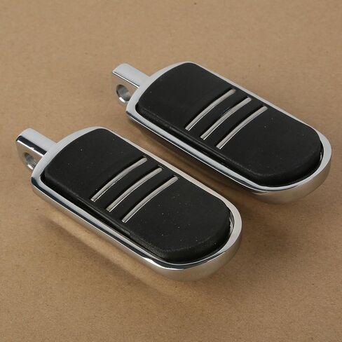 TCMT Chrome Rubber inlay Treamliner Foot Foot Recrest Footpeg Footpeg Pits Fits لعام 1986 وأحدث طرازات Harley Davidson Touring و Softail ، بالإضافة إلى معظم أوتاد الطرق السريعة التي تستخدم جبل الذكور. in Saudi Arabia
