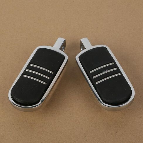 TCMT Chrome Rubber inlay Treamliner Foot Foot Recrest Footpeg Footpeg Pits Fits لعام 1986 وأحدث طرازات Harley Davidson Touring و Softail ، بالإضافة إلى معظم أوتاد الطرق السريعة التي تستخدم جبل الذكور. in Saudi Arabia