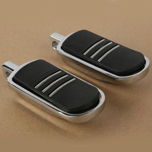 TCMT Chrome Rubber inlay Treamliner Foot Foot Recrest Footpeg Footpeg Pits Fits لعام 1986 وأحدث طرازات Harley Davidson Touring و Softail ، بالإضافة إلى معظم أوتاد الطرق السريعة التي تستخدم جبل الذكور. in Saudi Arabia
