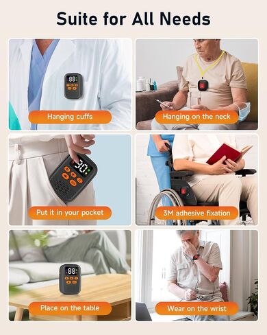Panic Button, Wireless Caregiver Call Button for Elderly at Home, Caregiver Pager for Elderly Monitoring with Vibration, LED Display, Mute, Low Power Remind- Alert Button for Seniors at Home in Saudi Arabia