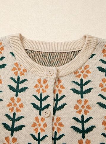 Sidefeel Women's Open Front Cardigan Sweaters Long Sleeve Button Down Floral Sweater in Saudi Arabia