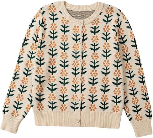 Sidefeel Women's Open Front Cardigan Sweaters Long Sleeve Button Down Floral Sweater in Saudi Arabia