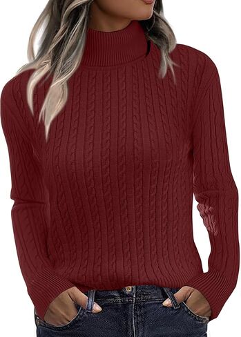 Zeagoo Womens Sweaters 2025 Turtleneck Cable Knit Long Sleeve Pullover Cute Fitted Trendy Basic Fall Tops in Saudi Arabia