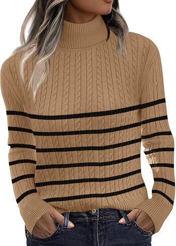Zeagoo Womens Sweaters 2025 Turtleneck Cable Knit Long Sleeve Pullover Cute Fitted Trendy Basic Fall Tops in Saudi Arabia