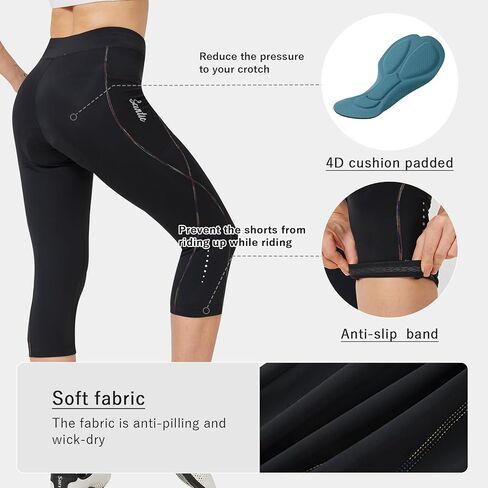 Santic Women's Bike Pants 4D Padded Cycling Capris Shorts 3/4 Biking Tights Bicycle Capris in Kuwait