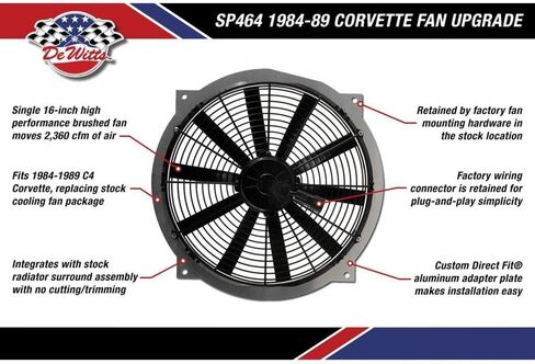 مجموعة مروحة كهربائية 16 بوصة Dewitts لعام 1984-1989 C4 Corvette ، طولها 18 بوصة ، الألومنيوم ، 2.36e+3 CFM ، 12V ، 2.36e+3 دورة في الدقيقة ، التوصيل واللعب ، يناسب الرادياتير ، مروحة التبريد كورفيت in Saudi Arabia
