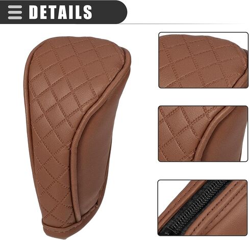 Motoforti Universal Car Manual Gear Shift Cover Trim with Zipper Shift Knob Cover Gear Stick Cover Shift Gear Cover Interior Decorative Accessories, Fashionable, Faux Leather, Brown in Saudi Arabia