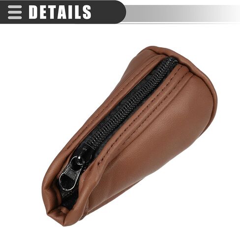 Motoforti Universal Car Manual Gear Shift Cover Trim with Zipper Shift Knob Cover Gear Stick Cover Shift Gear Cover Interior Decorative Accessories, Fashionable, Faux Leather, Brown in Saudi Arabia