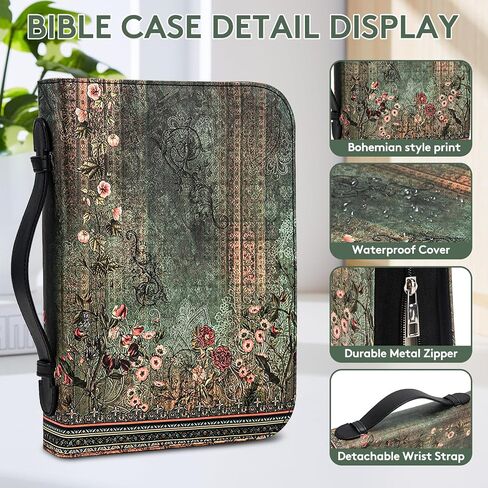 American Flag Bible Case for Men, Bible Cover with Handle&Zipper, Waterproof Bible Bags for Standard Size Bible, PU Leather Bible Accessories with Pen Storage, Bible Gifts in Saudi Arabia