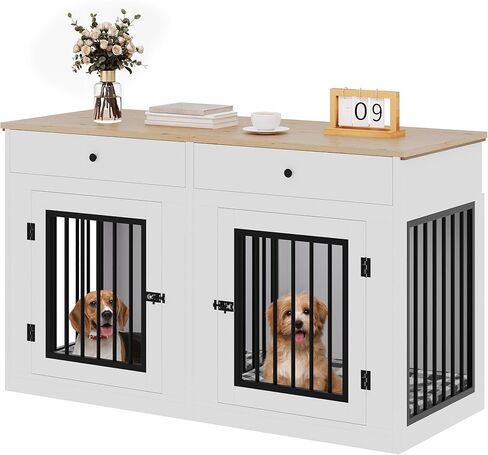 Yitahome Dog Dog Crate Furniture للكلاب الكبيرة ، الطاولة الجانبية ، الكلاب الحديثة في داخلي يصل إلى 80 رطلاً ، قفص الكلب من الحطب 2-في 1 مع أعلى مقاومة للماء ، زوايا أمان ، قفل فولاذي ، 43 "لتر ، غريج. in Kuwait