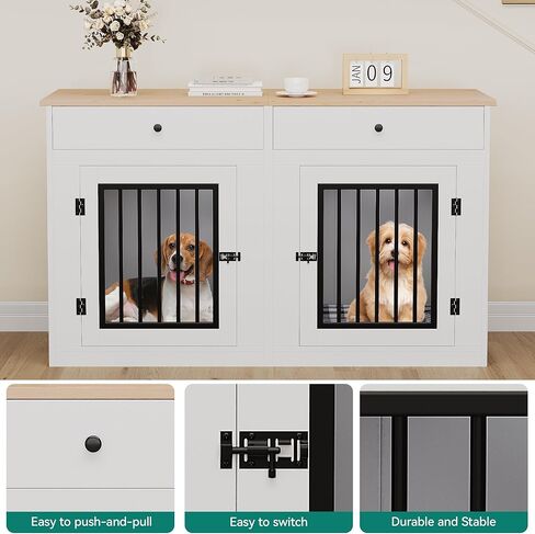 Yitahome Dog Dog Crate Furniture للكلاب الكبيرة ، الطاولة الجانبية ، الكلاب الحديثة في داخلي يصل إلى 80 رطلاً ، قفص الكلب من الحطب 2-في 1 مع أعلى مقاومة للماء ، زوايا أمان ، قفل فولاذي ، 43 "لتر ، غريج. in Kuwait