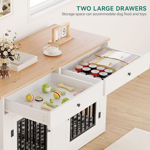 Yitahome Dog Dog Crate Furniture للكلاب الكبيرة ، الطاولة الجانبية ، الكلاب الحديثة في داخلي يصل إلى 80 رطلاً ، قفص الكلب من الحطب 2-في 1 مع أعلى مقاومة للماء ، زوايا أمان ، قفل فولاذي ، 43 "لتر ، غريج. in Kuwait
