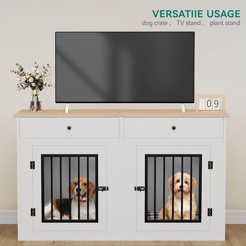 Yitahome Dog Dog Crate Furniture للكلاب الكبيرة ، الطاولة الجانبية ، الكلاب الحديثة في داخلي يصل إلى 80 رطلاً ، قفص الكلب من الحطب 2-في 1 مع أعلى مقاومة للماء ، زوايا أمان ، قفل فولاذي ، 43 "لتر ، غريج. in Kuwait