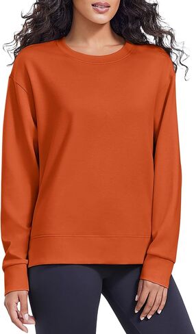 PINSPARK Soft Crewneck Sweatshirt for Women Long Sleeve Lightweight Pullover Yoga Casual Sweatshirts Fall Fashion 2025 in Saudi Arabia