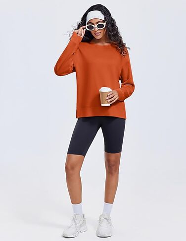 PINSPARK Soft Crewneck Sweatshirt for Women Long Sleeve Lightweight Pullover Yoga Casual Sweatshirts Fall Fashion 2025 in Saudi Arabia