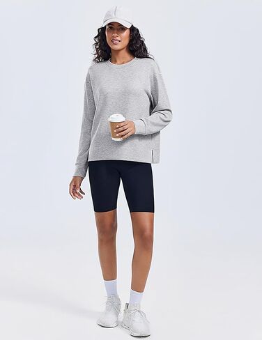 Pinspark Soft Crewneck Sweatshirt للنساء الأكمام الطويلة خفيفة الوزن اليوغا من البلوزات غير الرسمية Fall Fashion 2025 in Kuwait