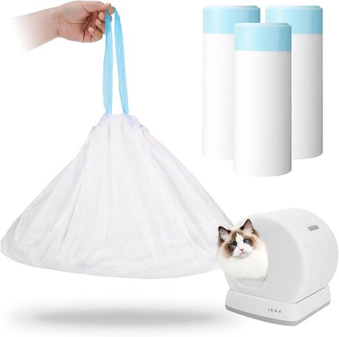 120 Count Self-Cleaning Cat Litter Box Liners Bag Compatible with Meowant MW-SC01/MW-SC02/MW-LR01, Heavy Duty Thick Drawstring Replacement Cat Litter Bags Self Cleaning Litter Box Bags 22 * 13" in Saudi Arabia