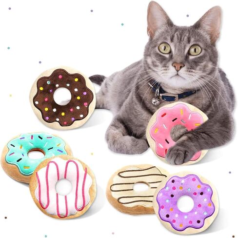 CiyvoLyeen 6Pcs Birthday Themed Catnip Toys Cat Birthday Gift Kitten Interactive Toys for Cat Lover Cake Crown Fish Soft Plush Catmint Pet Supplies Kitty Chew Kick Toys in Saudi Arabia