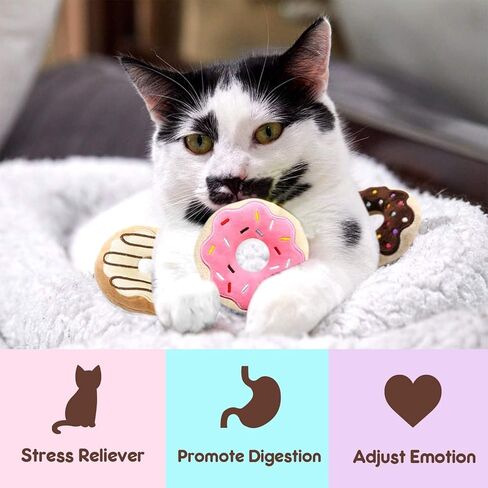 CiyvoLyeen 6Pcs Birthday Themed Catnip Toys Cat Birthday Gift Kitten Interactive Toys for Cat Lover Cake Crown Fish Soft Plush Catmint Pet Supplies Kitty Chew Kick Toys in Saudi Arabia