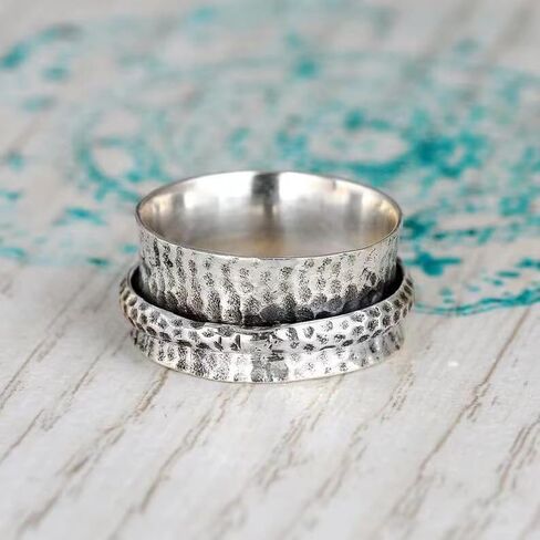 925 Sterling Silver Turn The Turquoise Ring Cut Natural Stone Rings Victorian Handmade Jewelry Turquoise Ring Cocktail Party Birthday for Women Turquoise Ring can be rotated 10 in Kuwait