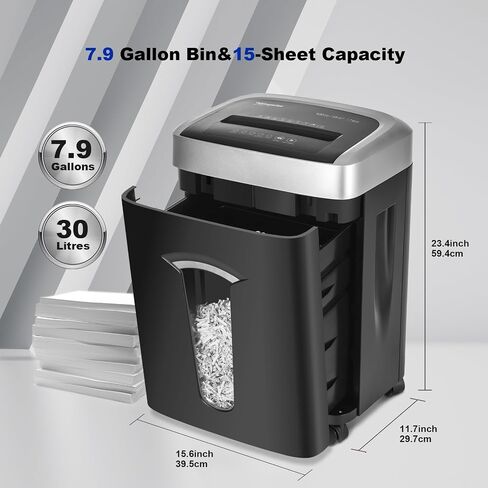 150 Sheet Auto-Feed Micro Cut Paper Shredder for Home Office Use, P-5 Super High Security (5/64 x 19/32 inches), Large 6-Gallon Bin, 20-Min Continuous Run, 55dB Ultra-Quiet, White in Saudi Arabia