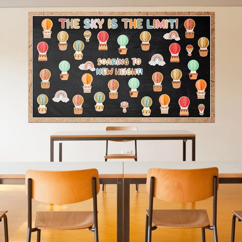 Crtiin 3D Hot Air Balloon Honeycomb Bulletin Board Set for School Classroom Decoration, Balloon Artcraft Cutouts with Honeycomb for Back to School Kindergarten Decor The Sky Is The Limit (Cute) in Kuwait