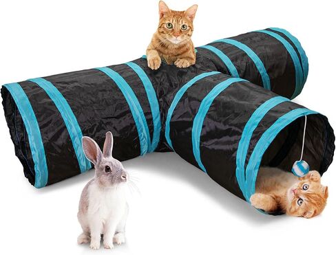 أنفاق Cat Tunnel 2 Way Cat للقطط الداخلية ، نفق Pet Cat Pet Cat Histten مع ، أنابيب القط القابلة للطي وأنابيب للقطط ، جرو ، كيتي ، هريرة ، أرنب (Blue & Black) in Kuwait