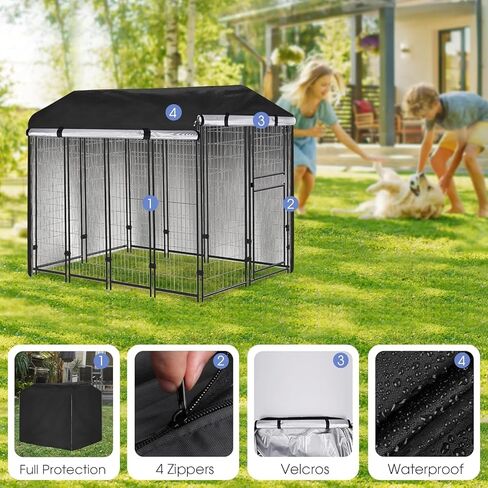 غطاء بيت الكلب في الهواء الطلق للكلاب كبيرة الكلاب PET PET تغطية كاملة مقاومة للماء لغطاء UV لبيت الكلاب خارج -8'X4'X6'FT in Kuwait
