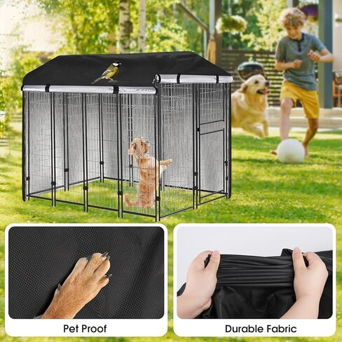 غطاء بيت الكلب في الهواء الطلق للكلاب كبيرة الكلاب PET PET تغطية كاملة مقاومة للماء لغطاء UV لبيت الكلاب خارج -8'X4'X6'FT in Kuwait